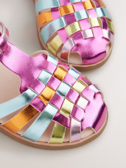 Rainbow Metallic Standard Fit (F) Fisherman Occasion Sandals image 6