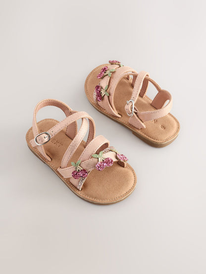 Rose Gold Cherry Multi Strap Sandals image 1