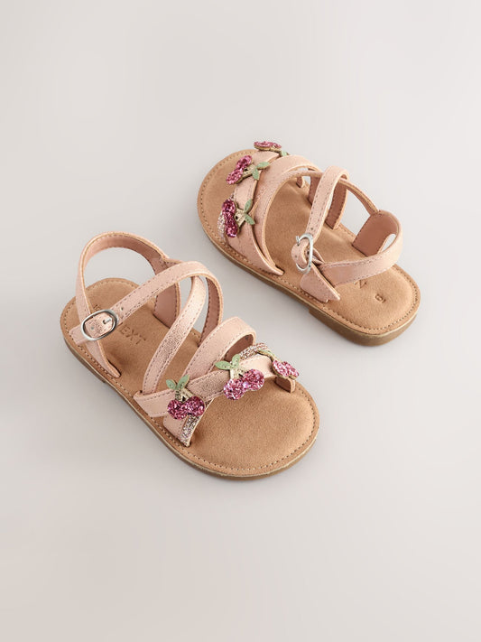 Rose Gold Cherry Multi Strap Sandals image 2