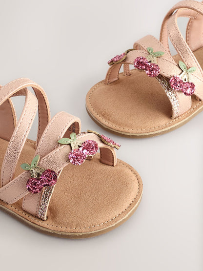 Rose Gold Cherry Multi Strap Sandals image 7