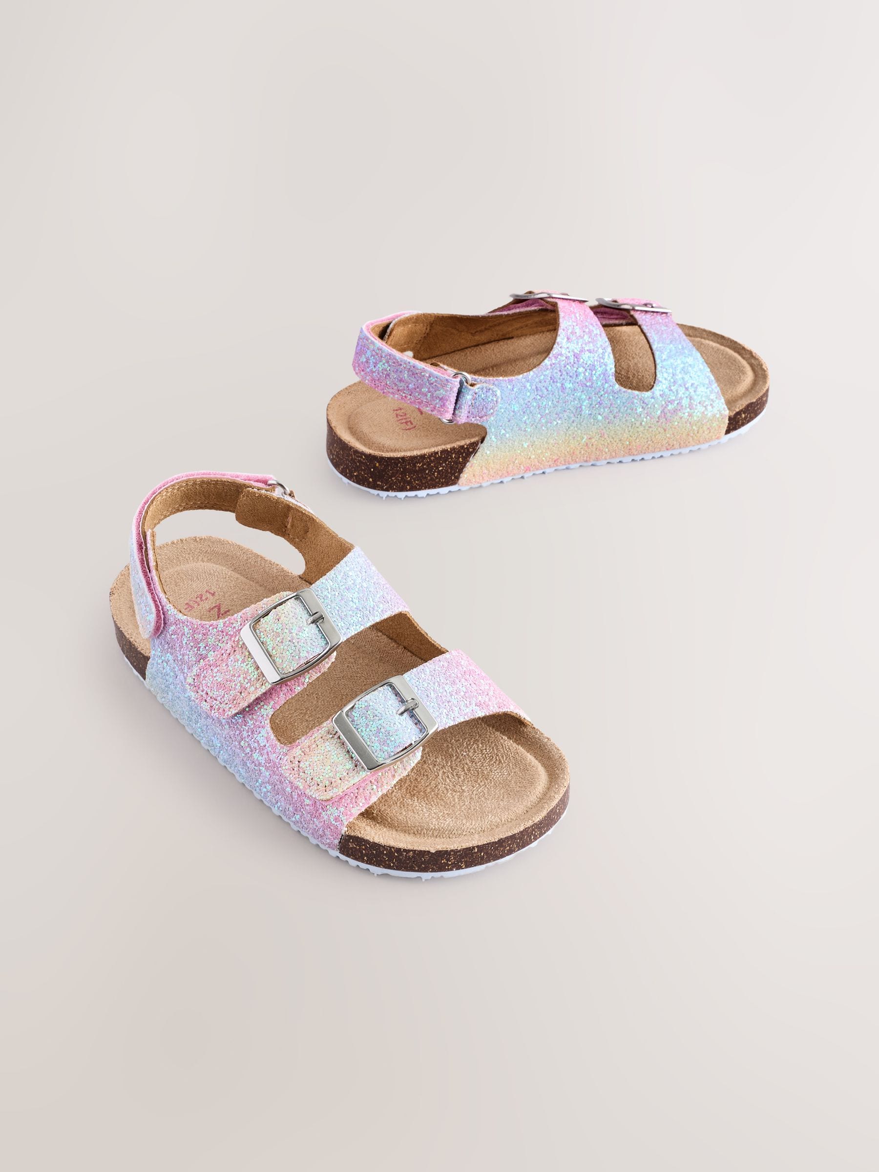 Multi Glitter Standard Fit (F) Corkbed Double Two Strap Sandals image 1