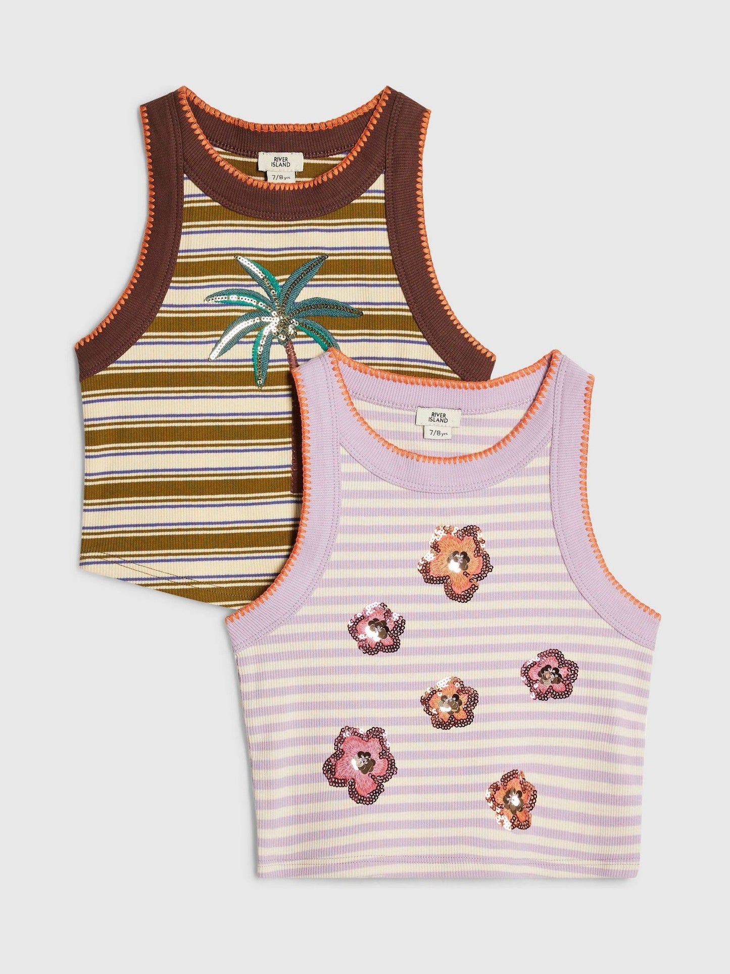 Dsiney Kidz - River Island Purple Stripe Tank Top 2 Pack image 1