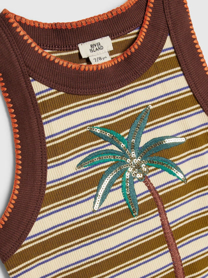 Dsiney Kidz - River Island Purple Stripe Tank Top 2 Pack image 3