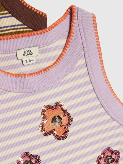 Dsiney Kidz - River Island Purple Stripe Tank Top 2 Pack image 4