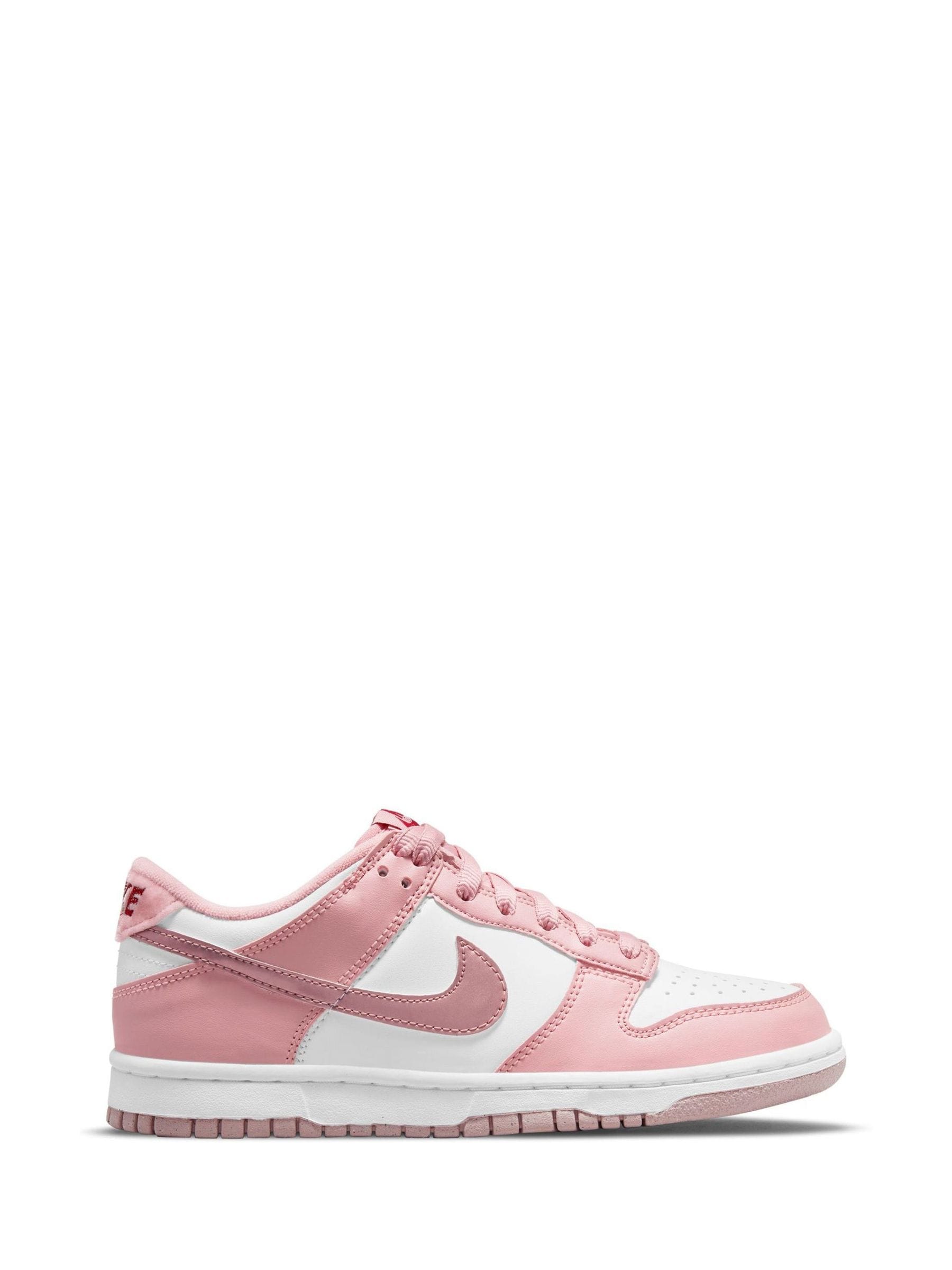 Nike White/Pale Pink Youth Dunk Low Trainers image 1