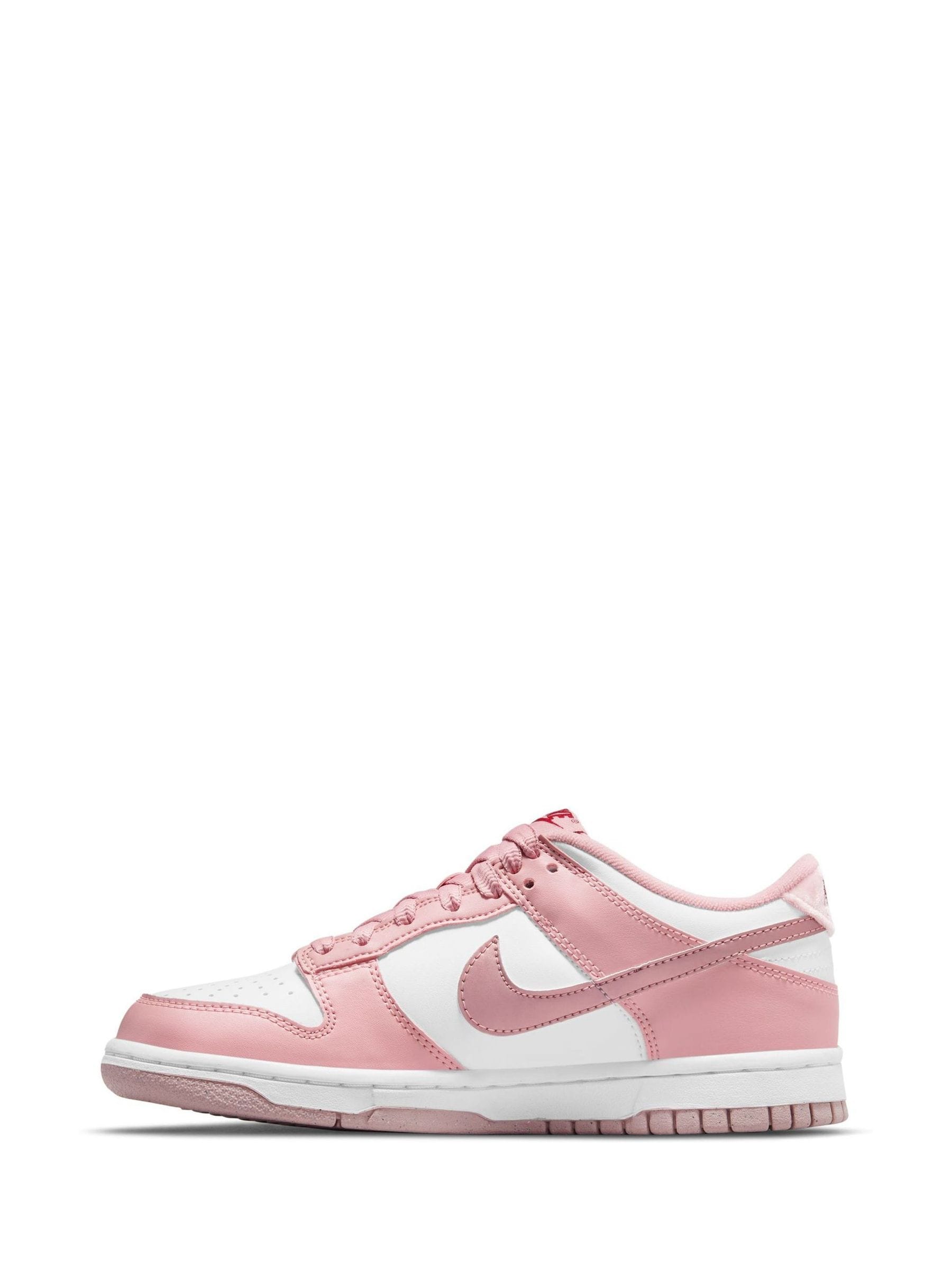 Nike White/Pale Pink Youth Dunk Low Trainers image 2