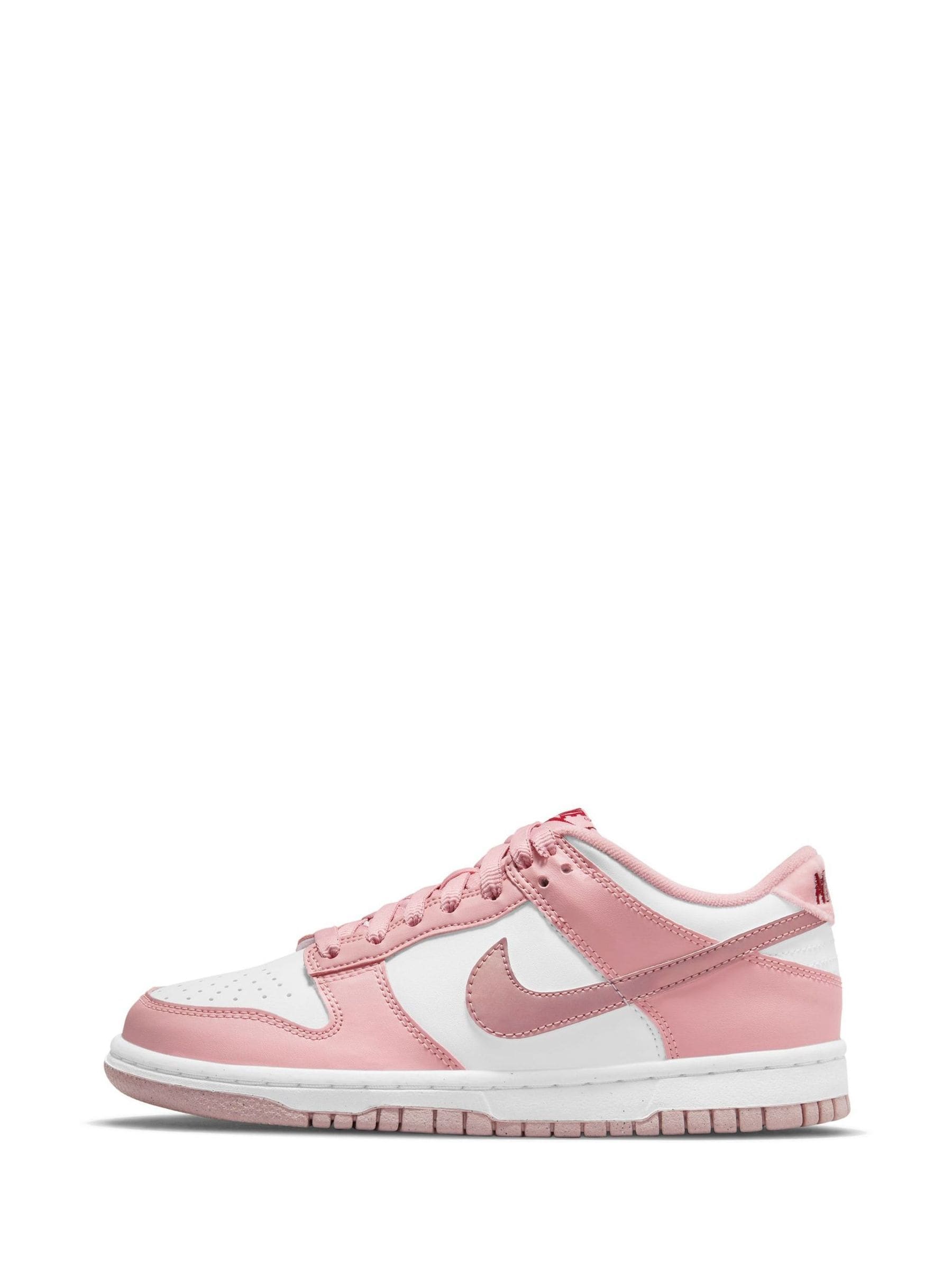 Nike White/Pale Pink Youth Dunk Low Trainers image 4