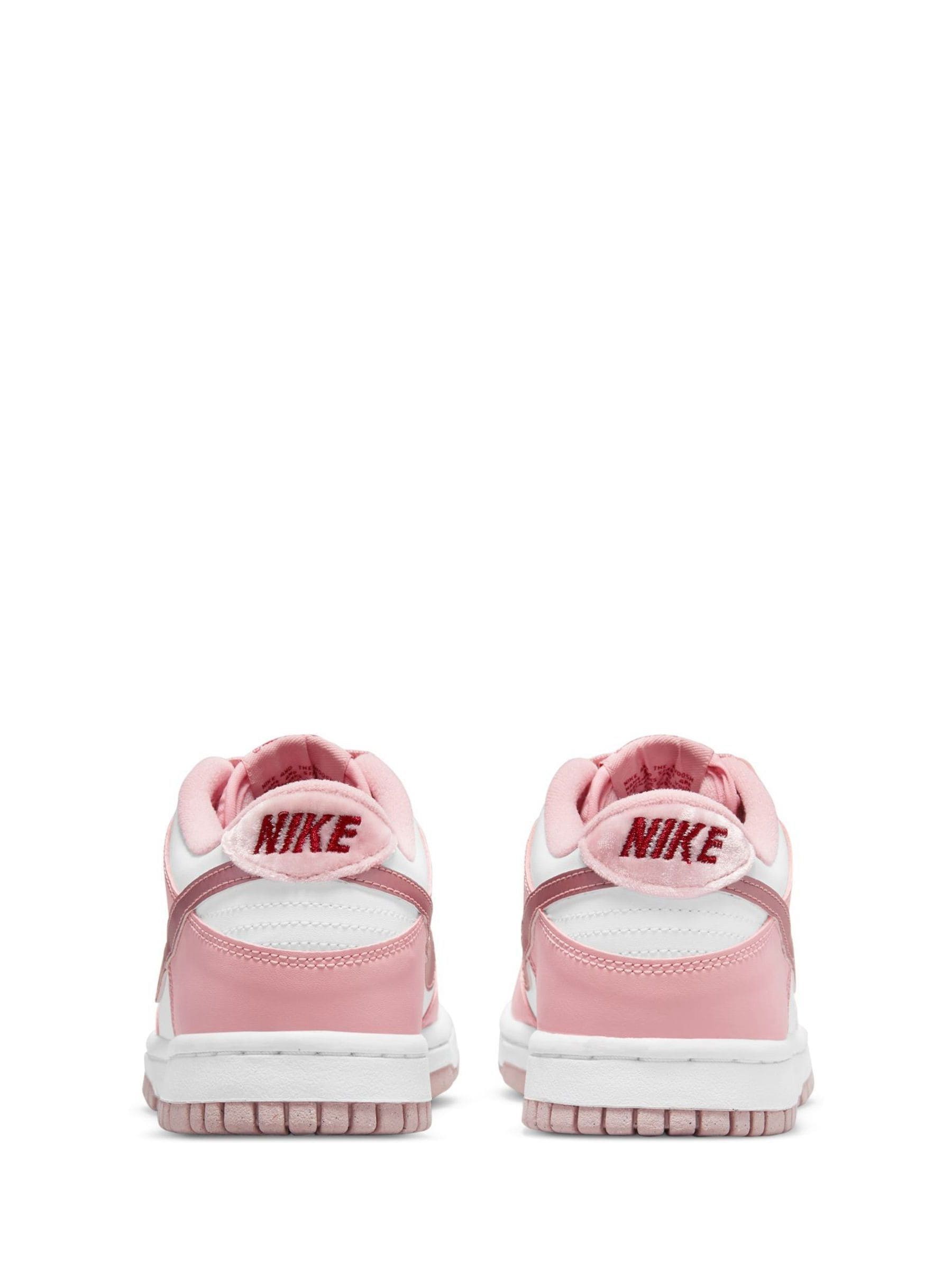 Nike White/Pale Pink Youth Dunk Low Trainers image 7