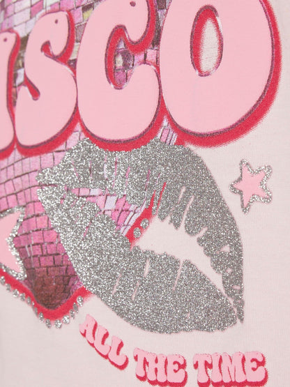 Dsiney Kidz - River Island Pink Disco All The Time Crop T-Shirt image 3