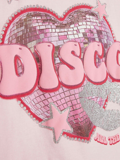 Dsiney Kidz - River Island Pink Disco All The Time Crop T-Shirt image 4