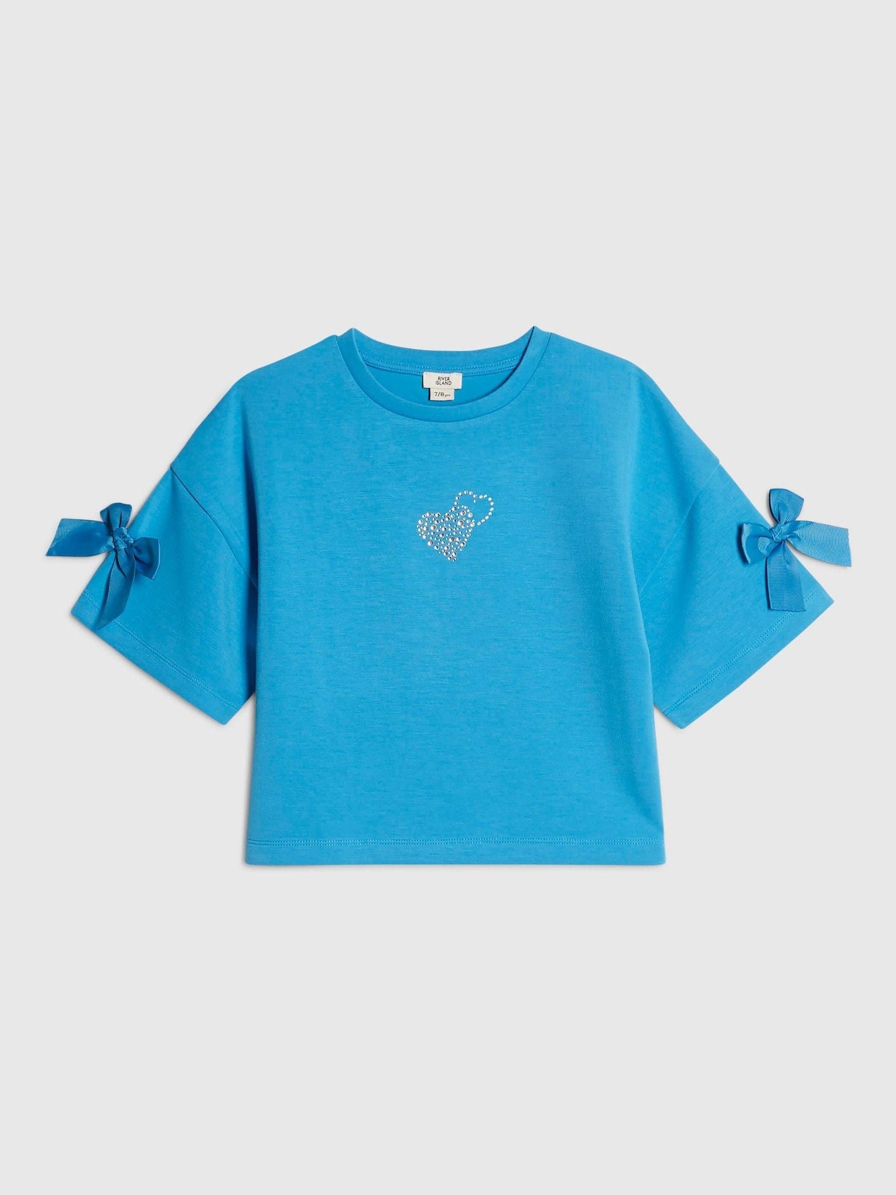 Dsiney Kidz - River Island Blue Premium Bow Boxy T-Shirt image 1