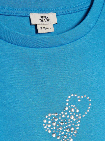 Dsiney Kidz - River Island Blue Premium Bow Boxy T-Shirt image 3