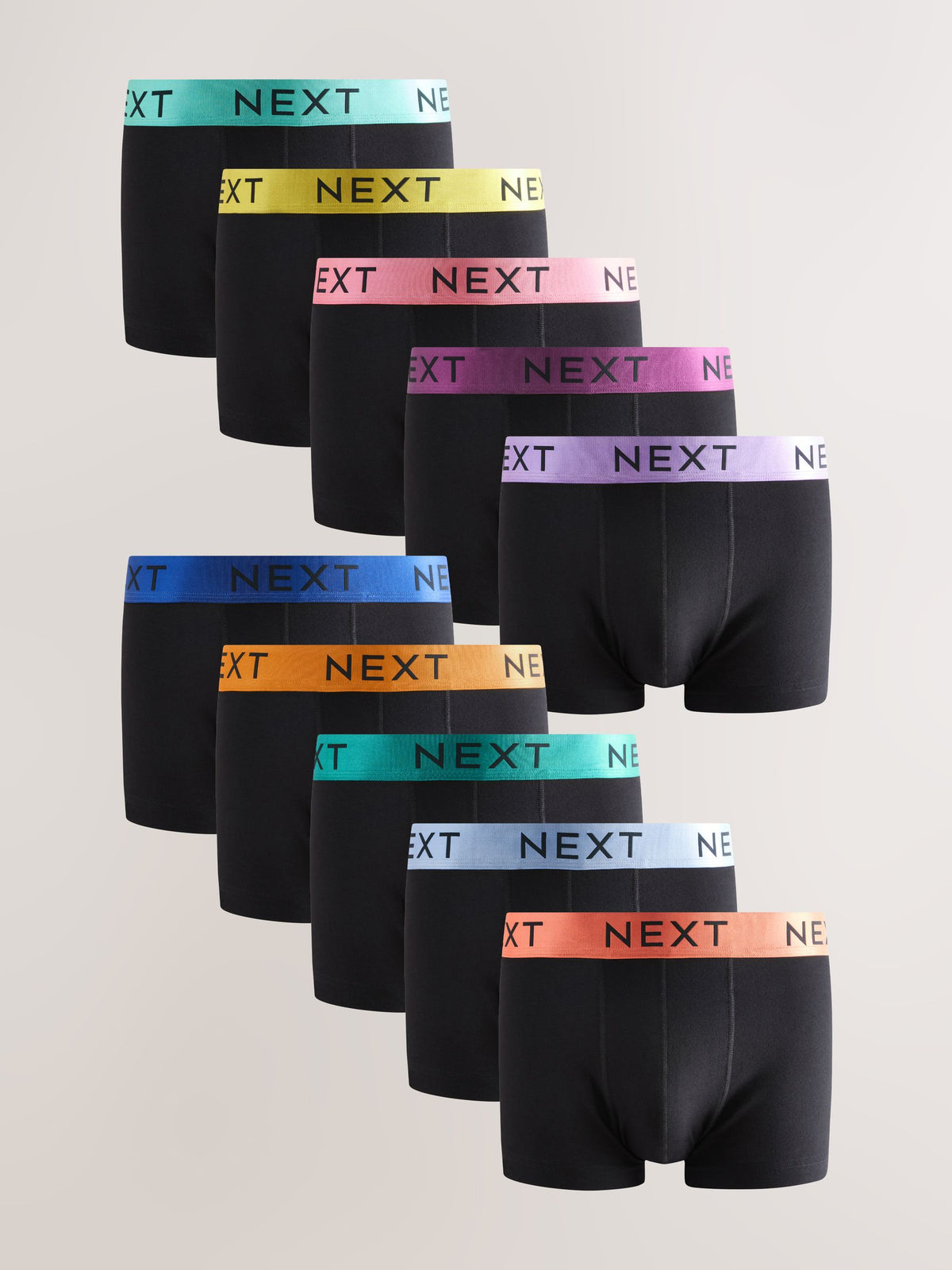 Dsiney Kidz - Black Shiny Colour Waistbands 10 pack Cotton Rich Blend Hipster Boxers image 1