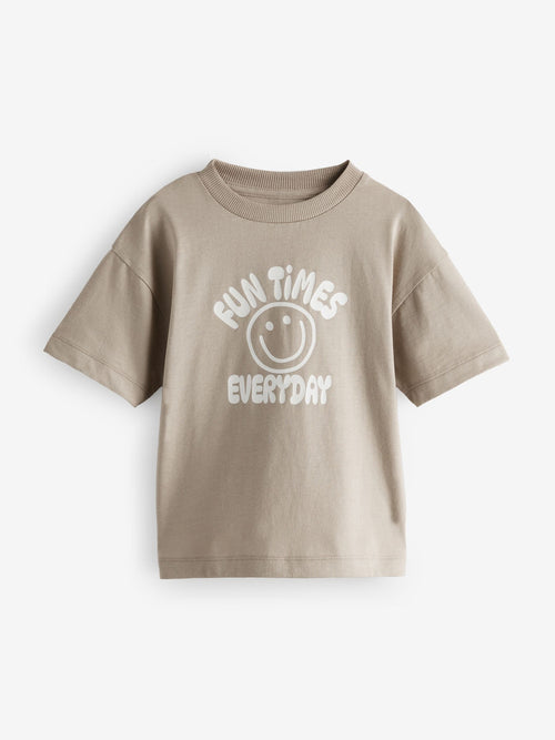 Neutral Fun Times Simple Short Sleeve T-Shirt (3mths-7yrs) image 1