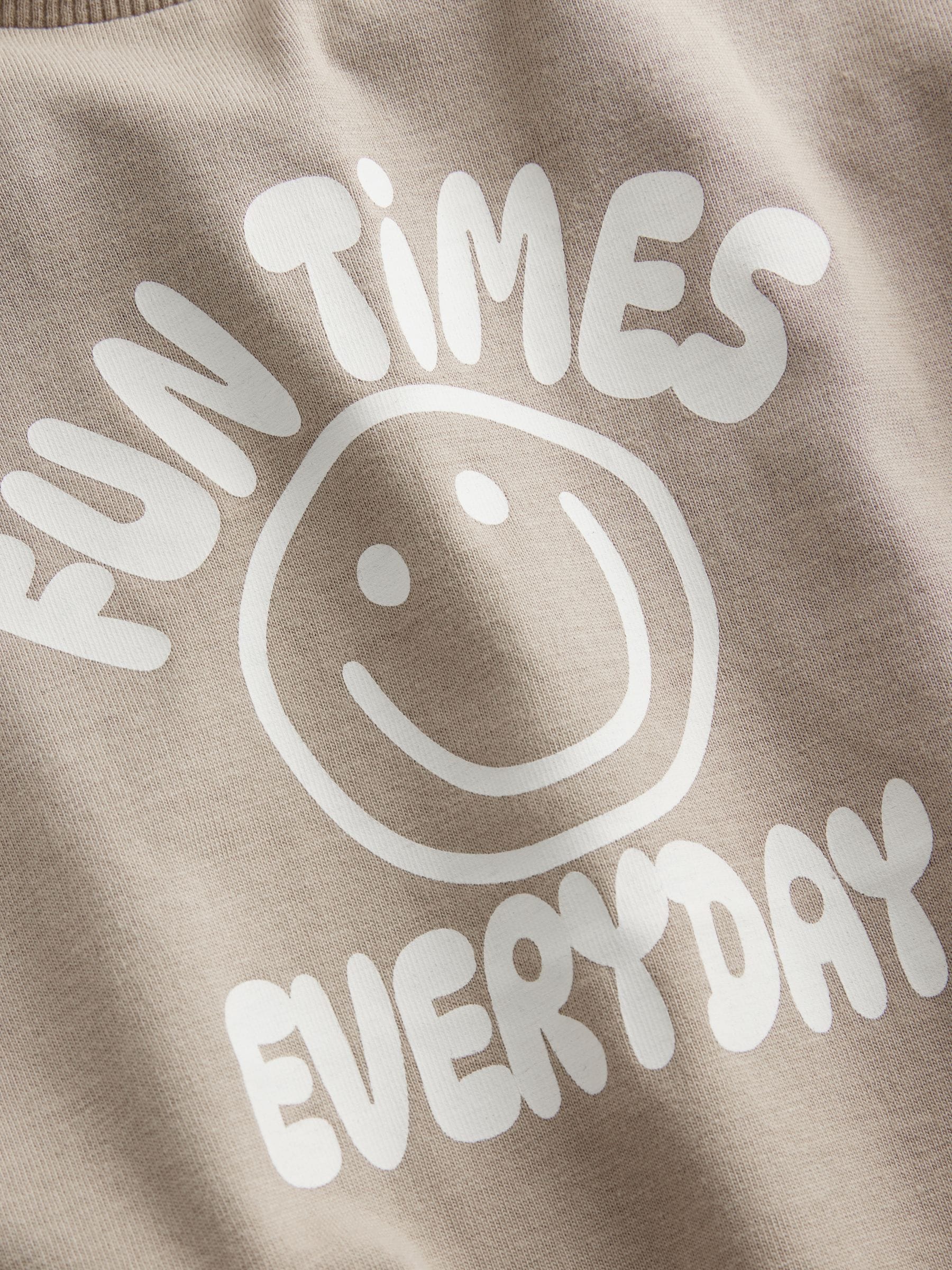 Neutral Fun Times Simple Short Sleeve T-Shirt (3mths-7yrs) image 3