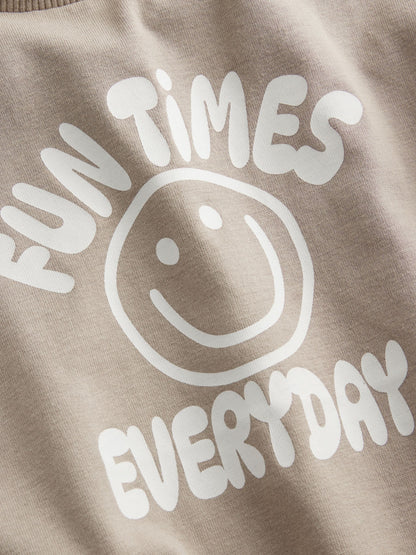 Neutral Fun Times Simple Short Sleeve T-Shirt (3mths-7yrs) image 3