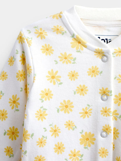 JoJo Maman Bébé Yellow Daisy 3-Pack Footed Sleepsuits - image 11