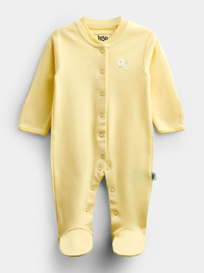 JoJo Maman Bébé Yellow Daisy 3-Pack Footed Sleepsuits - image 2