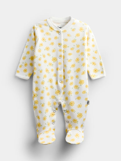 JoJo Maman Bébé Yellow Daisy 3-Pack Footed Sleepsuits - image 3