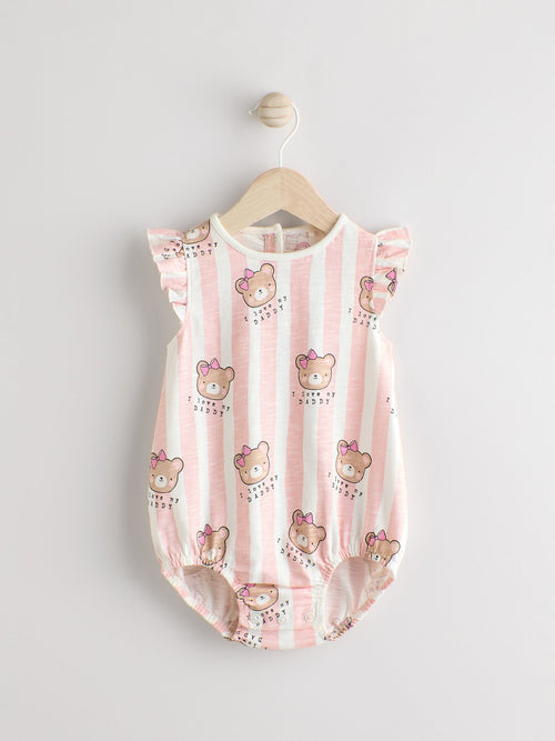 Pink/White Stripe I Love My Daddy Baby Bloomer Romper image 1