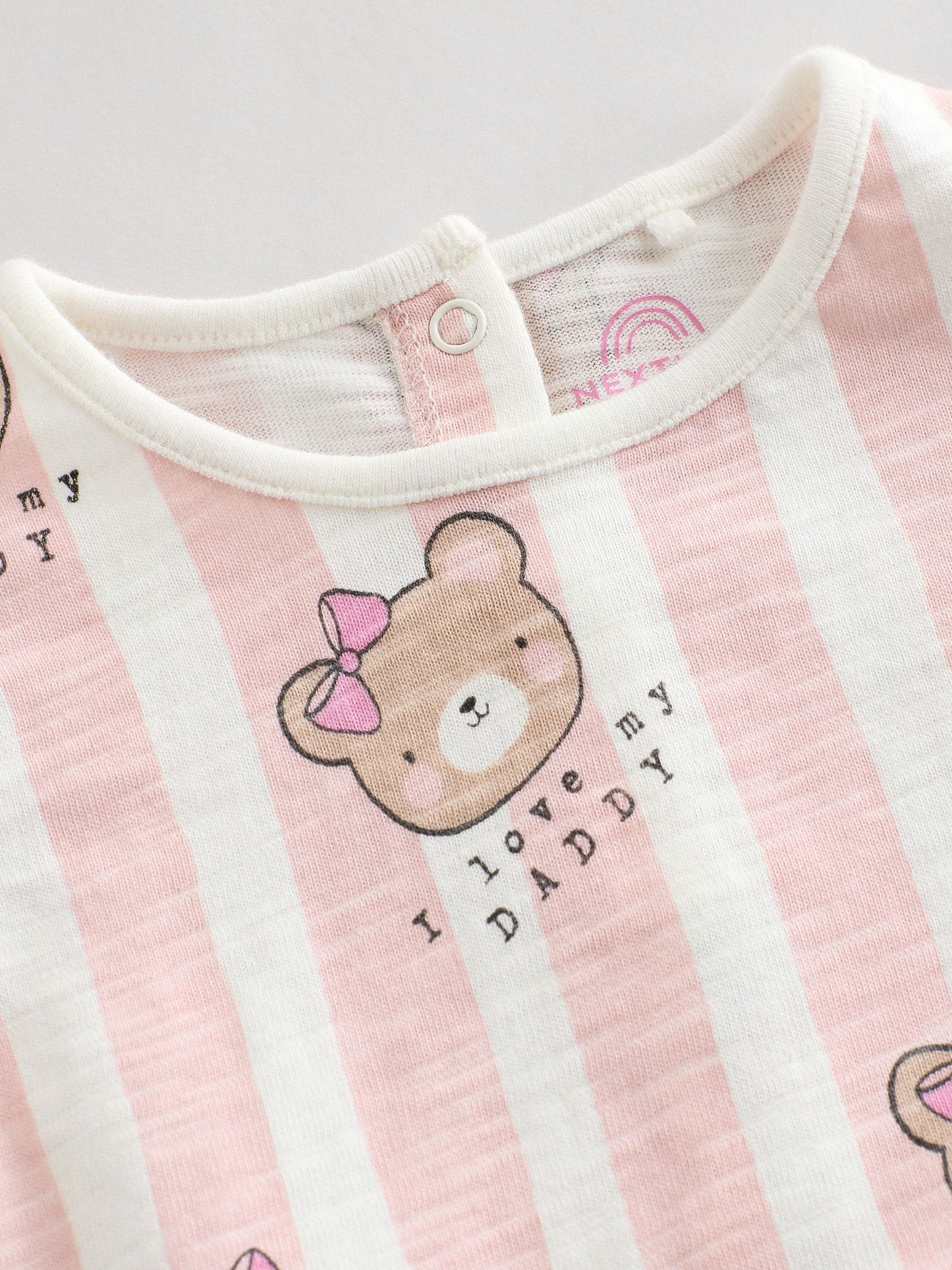 Pink/White Stripe I Love My Daddy Baby Bloomer Romper image 3