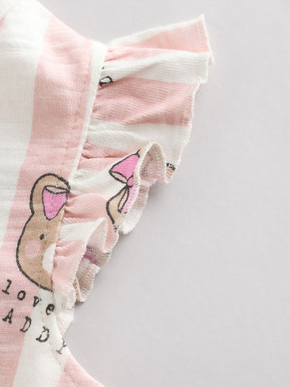 Pink/White Stripe I Love My Daddy Baby Bloomer Romper image 4
