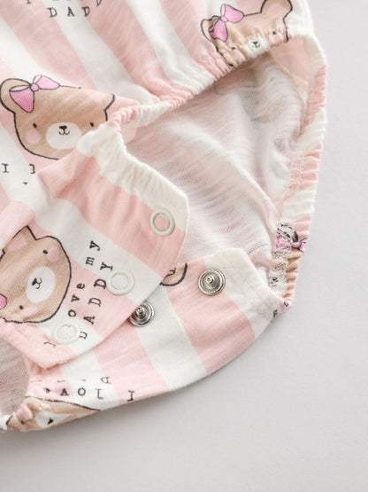 Pink/White Stripe I Love My Daddy Baby Bloomer Romper image 5