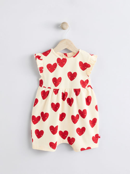 Red Heart Printed Frill Baby Romper image 1