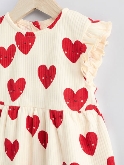 Red Heart Printed Frill Baby 100% Cotton Romper image 4