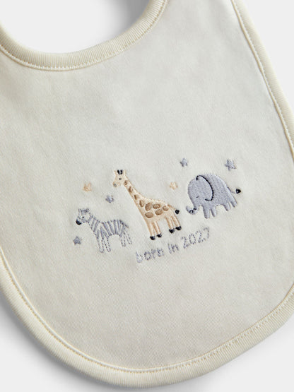 JoJo Maman Bébé Cream Safari Born in 2027 Hat & Bib Set - image 6