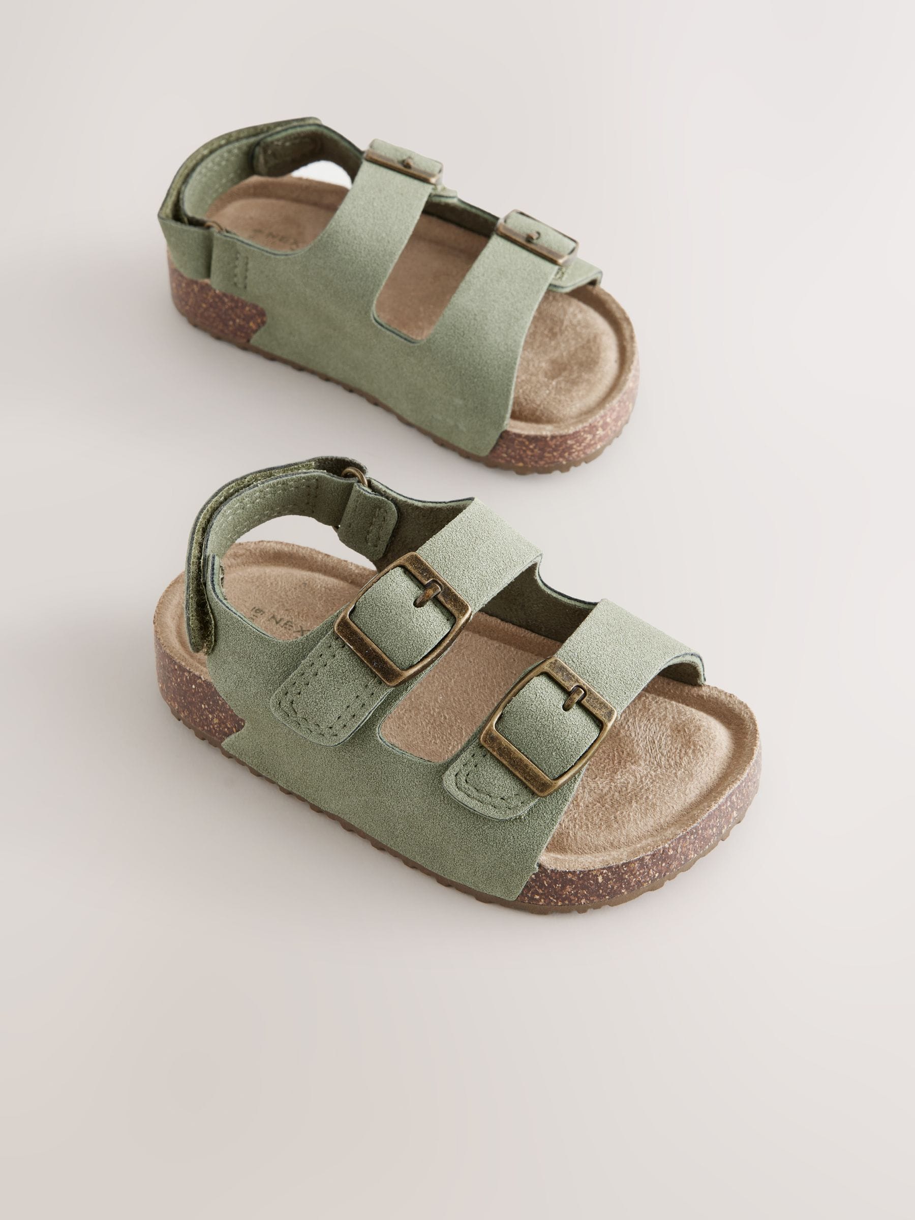 Green Wide Fit (G) Double Buckle Cushioned Footbed Sandals image 1