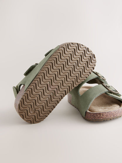 Green Wide Fit (G) Double Buckle Cushioned Footbed Sandals image 5