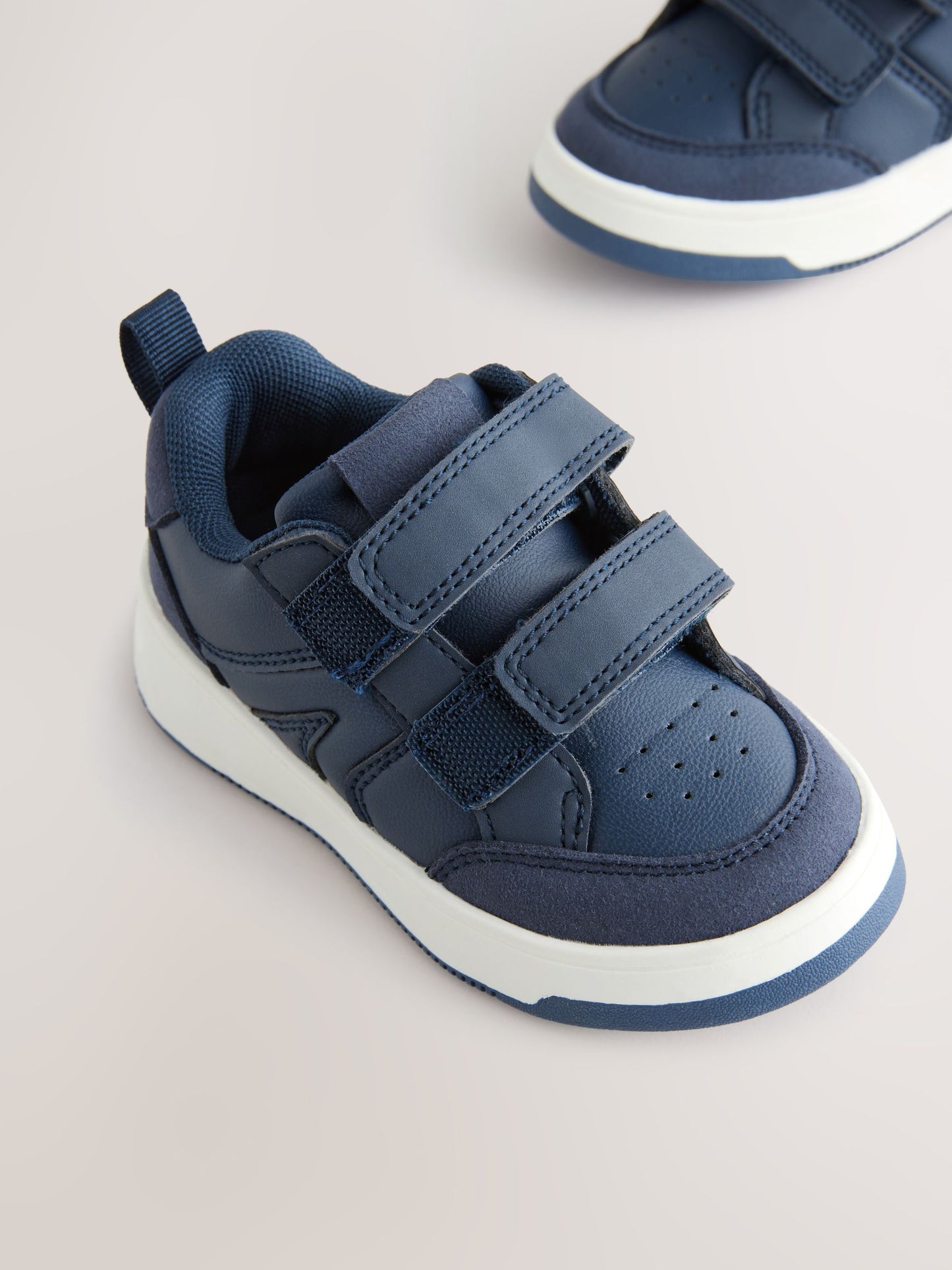 Navy Wide Fit (G) Touch Fastening Two Strap Trainers image 4