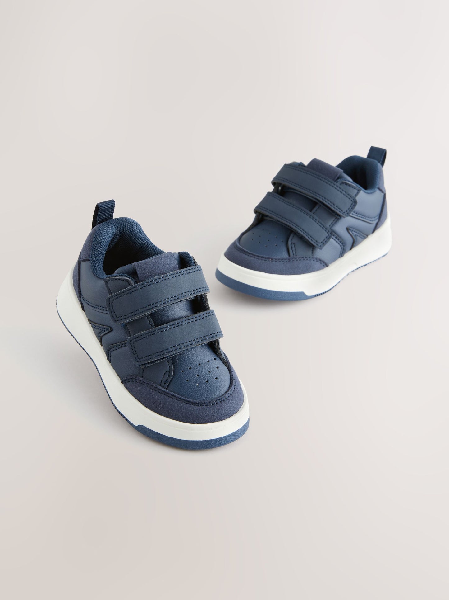 Navy Wide Fit (G) Touch Fastening Two Strap Trainers image 1