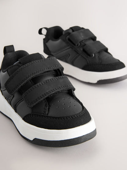 Black Wide Fit (G) Touch Fastening Two Strap Trainers image 4