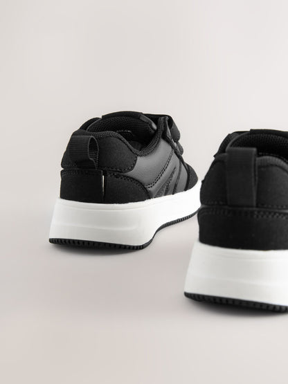 Black Wide Fit (G) Touch Fastening Two Strap Trainers image 5