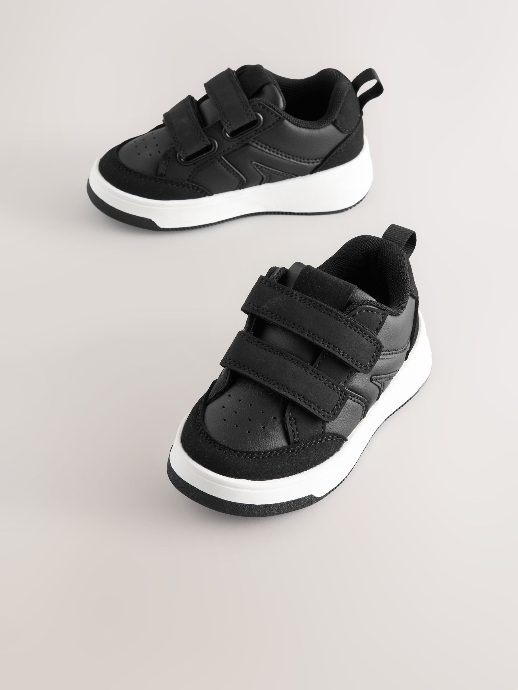 Black Wide Fit (G) Touch Fastening Two Strap Trainers image 2