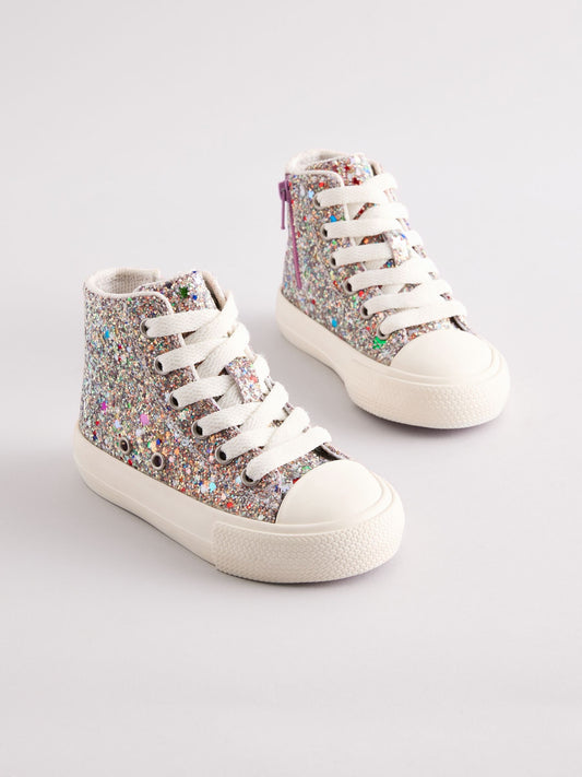 Multi Glitter Standard Fit (F) High Top Trainers image 1