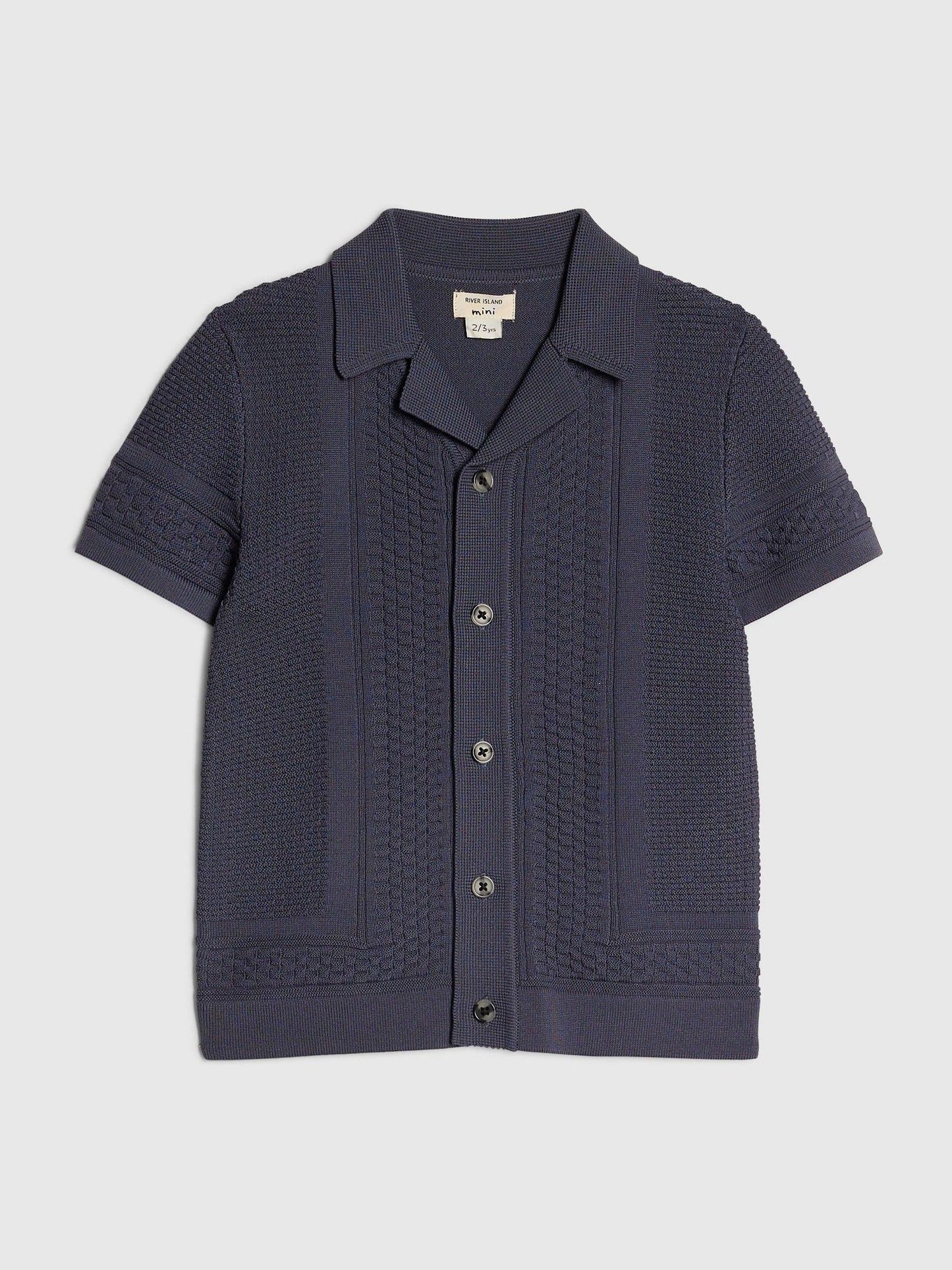 Dsiney Kidz - River Island Blue Slinky Revere Knitted Shirt image 1