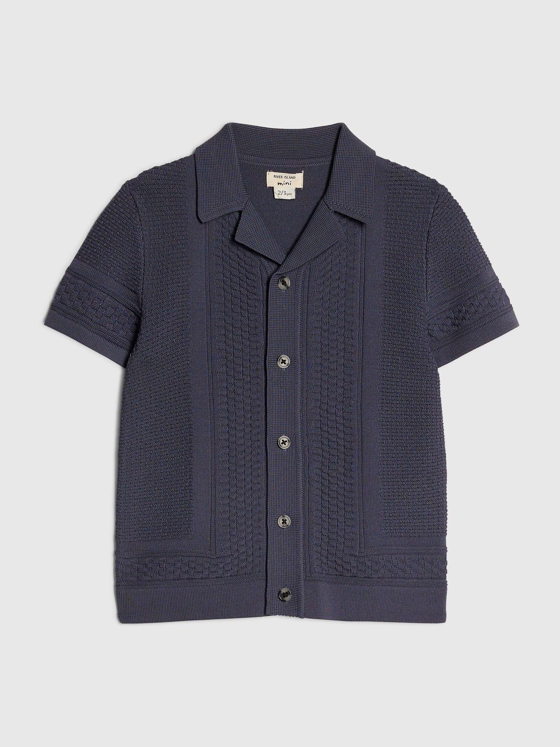 Dsiney Kidz - River Island Blue Slinky Revere Knitted Shirt image 1