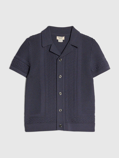 Dsiney Kidz - River Island Blue Slinky Revere Knitted Shirt image 1