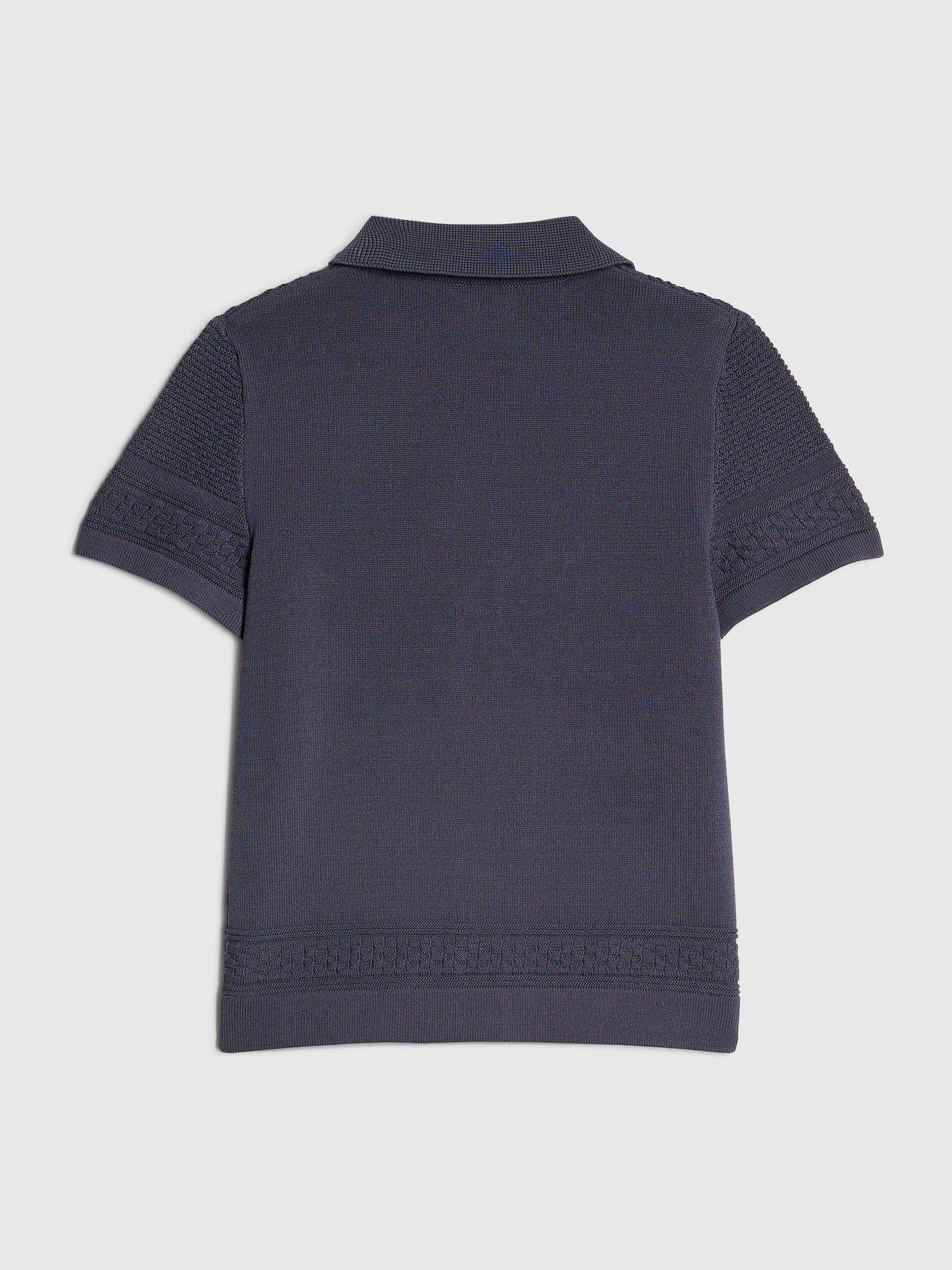 Dsiney Kidz - River Island Blue Slinky Revere Knitted Shirt image 2