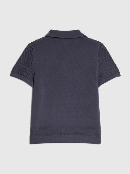 Dsiney Kidz - River Island Blue Slinky Revere Knitted Shirt image 2
