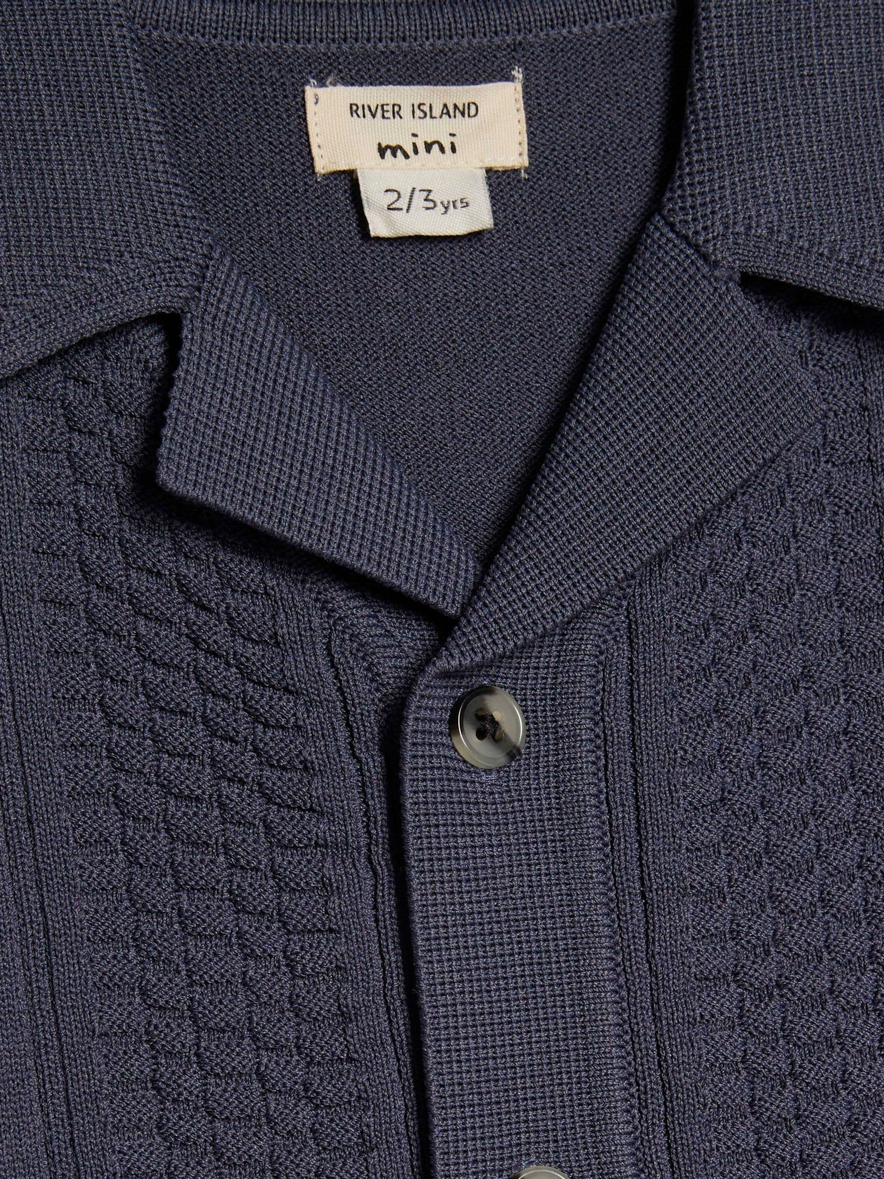 Dsiney Kidz - River Island Blue Slinky Revere Knitted Shirt image 4