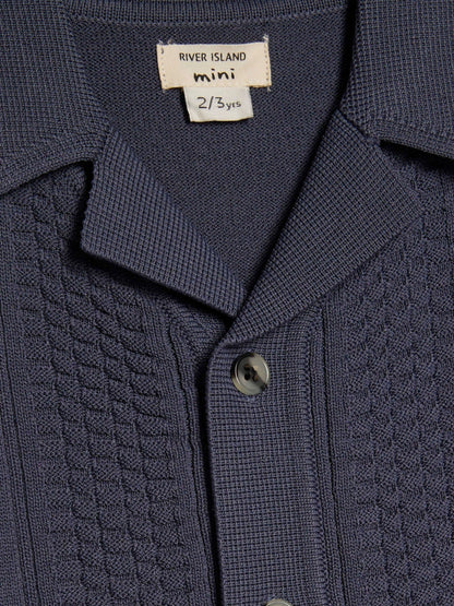 Dsiney Kidz - River Island Blue Slinky Revere Knitted Shirt image 4