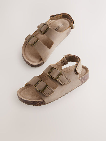 Neutral Wide Fit (G) Double Buckle Cushioned Footbed Sandals image 4