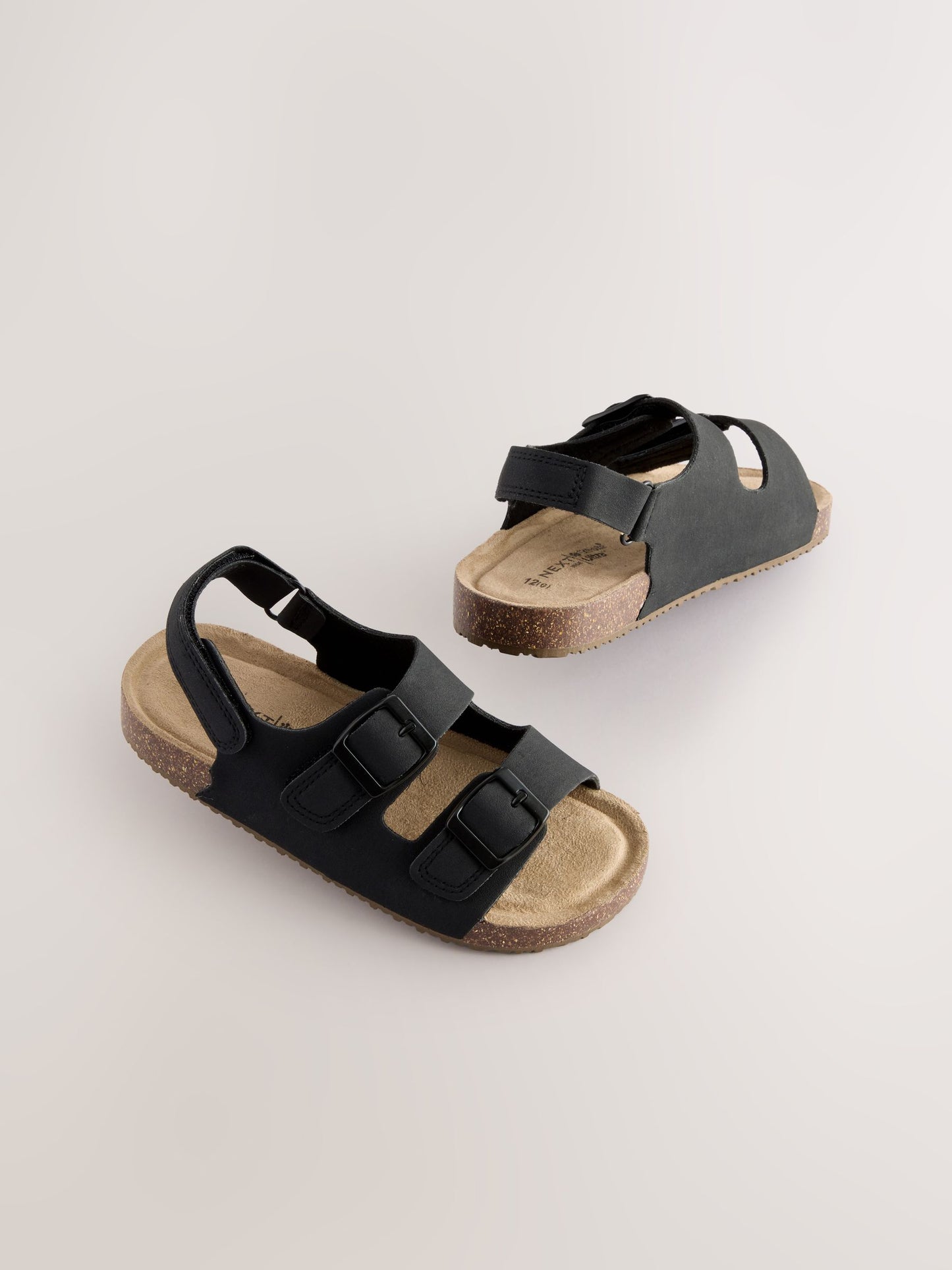 Black Wide Fit (G) Double Buckle Cushioned Footbed Sandals image 1