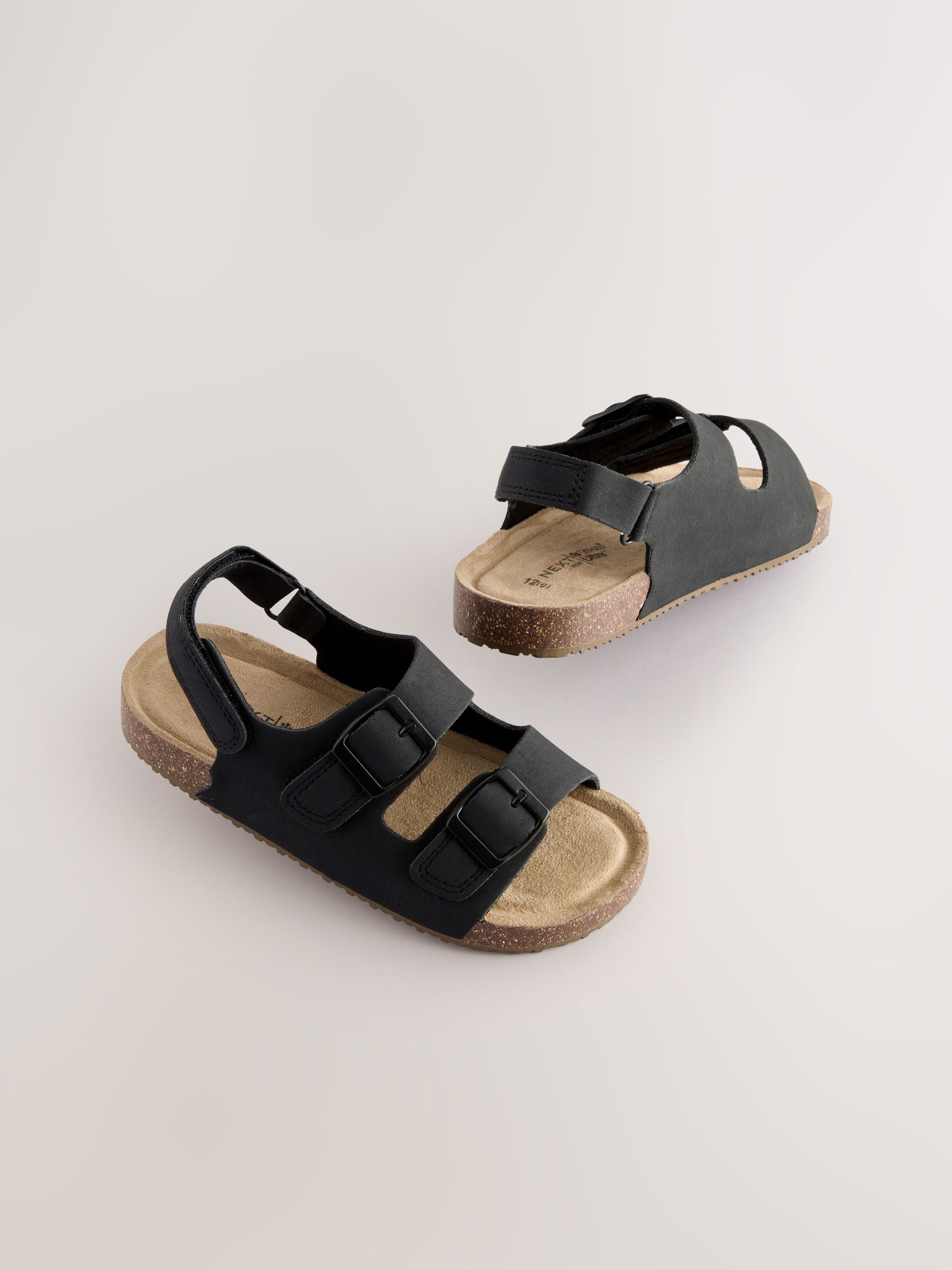 Black Wide Fit (G) Double Buckle Cushioned Footbed Sandals image 1
