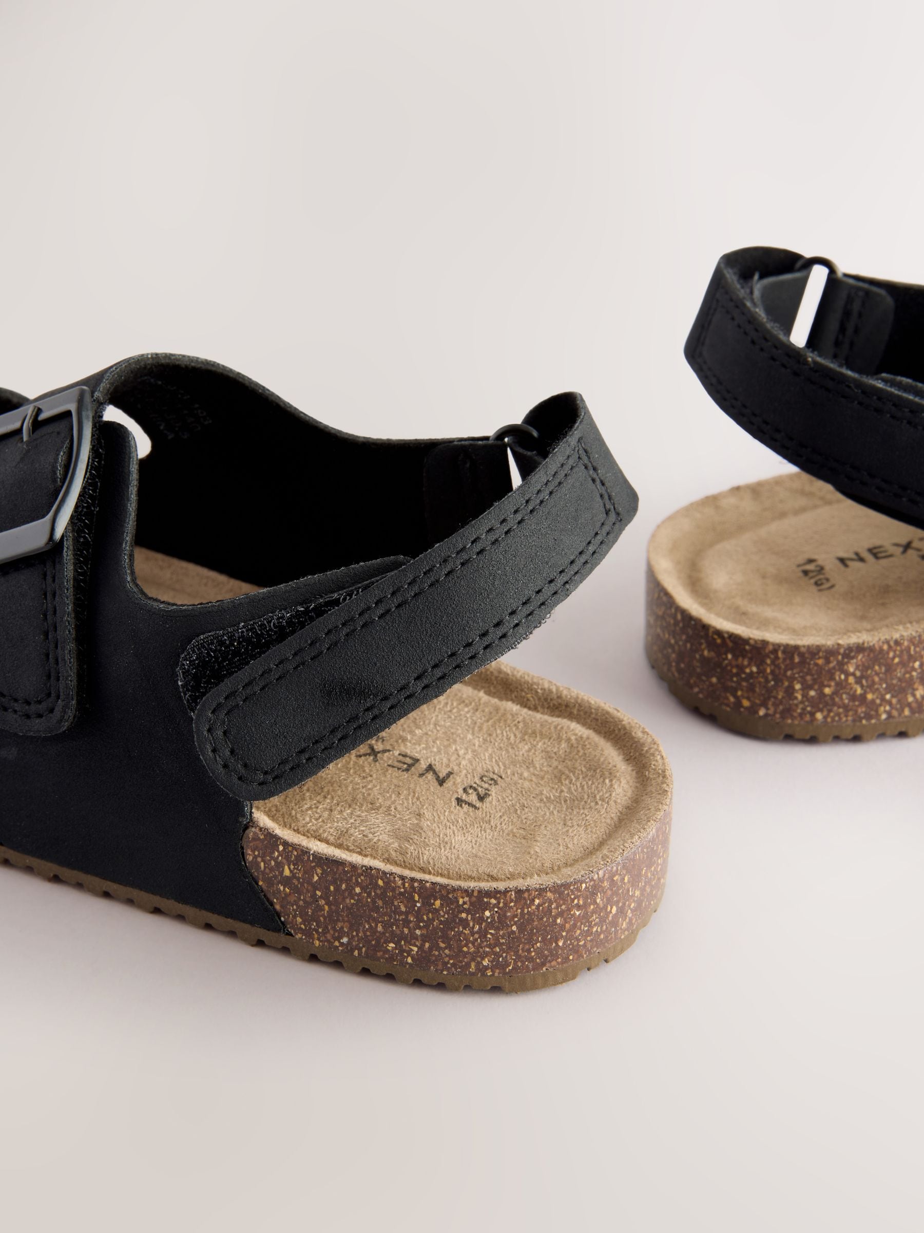 Black Wide Fit (G) Double Buckle Cushioned Footbed Sandals image 5