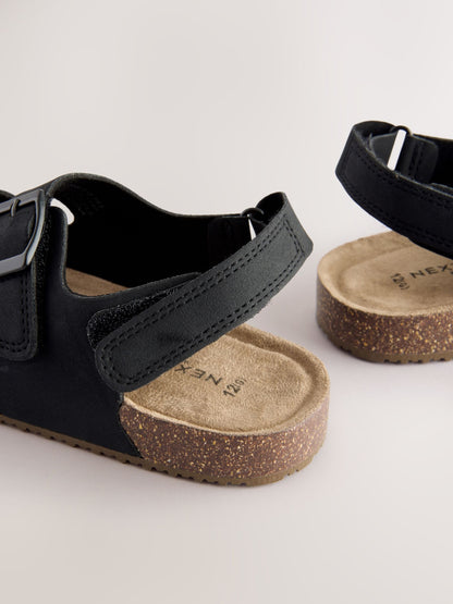 Black Wide Fit (G) Double Buckle Cushioned Footbed Sandals image 5